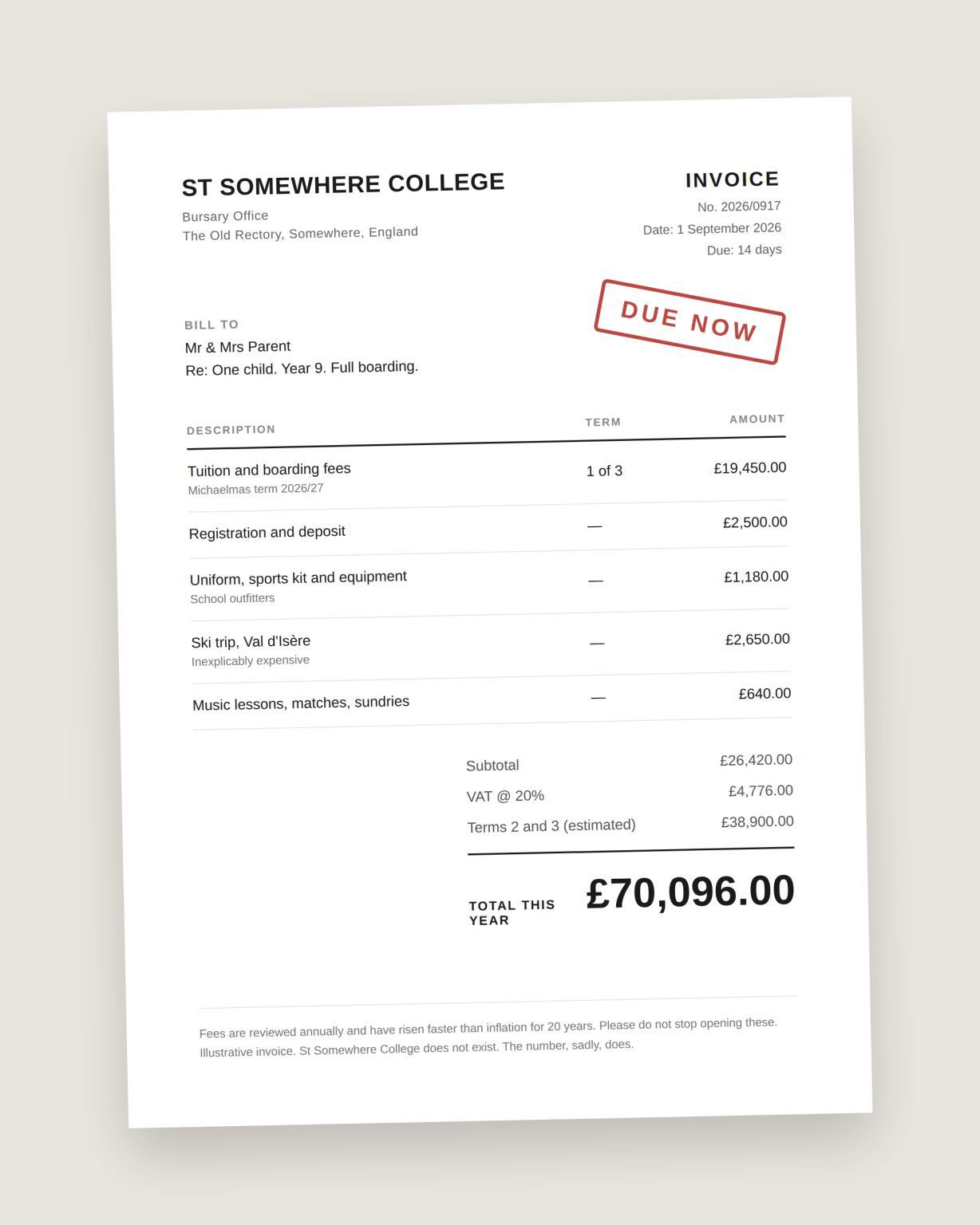 Cover illustration for “Back to school – for £70,000 a year?”