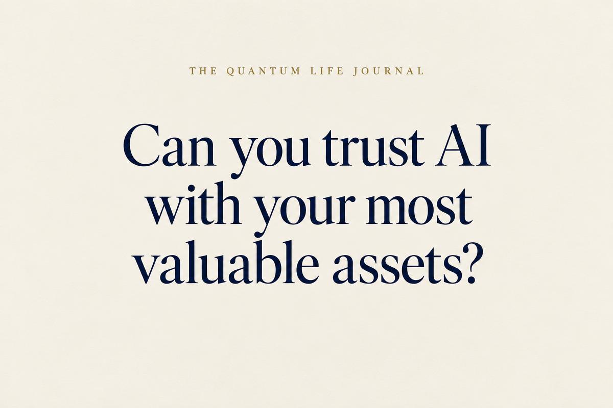 Editorial poster reading Can you trust AI with your most valuable assets?